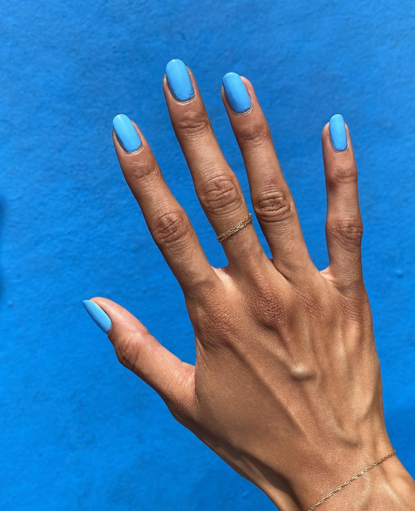 Confident | Bright Blue Shimmer Gel Nail Polish | Enova Cosmetics